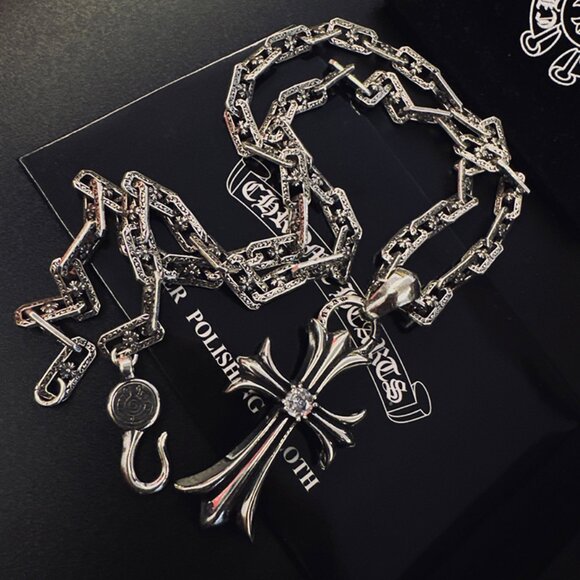 Chrome Hearts Sterling Silver Cross Pendant Necklace - Picture 5 of 8